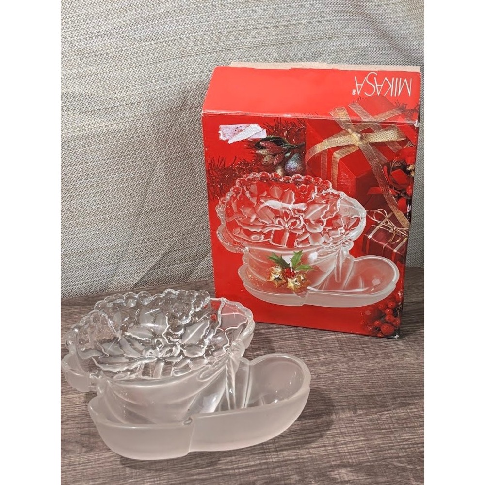 Mikasa Santas Goodies Crystal Bon Bon Server SA 862/256 Christmas Boot Germany